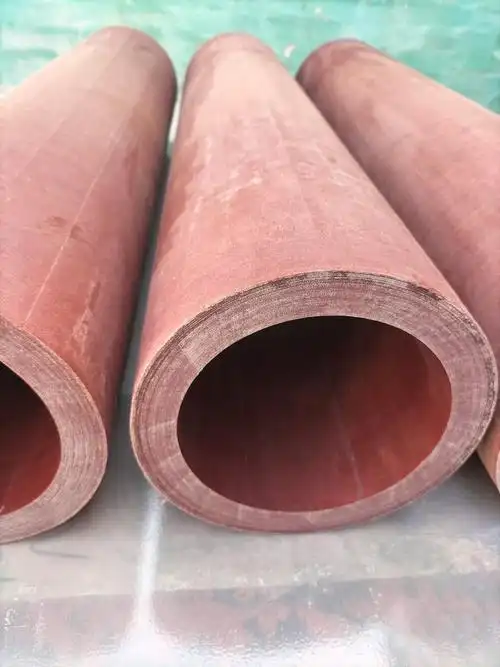 Large diameter red vulcanized fiber paper tube, thick walled fiber paper pipe for high voltage electrical insulation